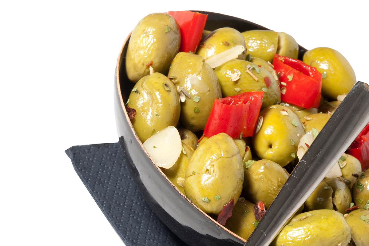 Olive Verdi Schiacciate Condite